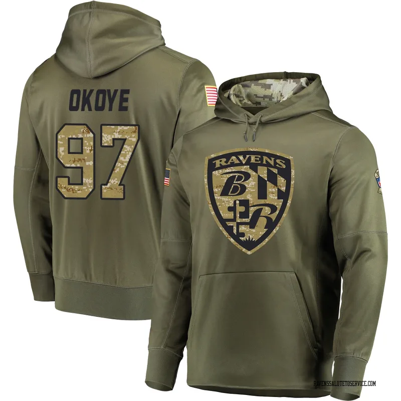 Youth CJ Okoye Baltimore Ravens Olive Salute to Service Pullover Hoodie