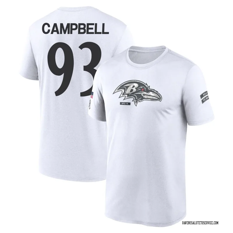Youth Calais Campbell Baltimore Ravens Legend White 2024 Salute to Service Performance T-Shirt