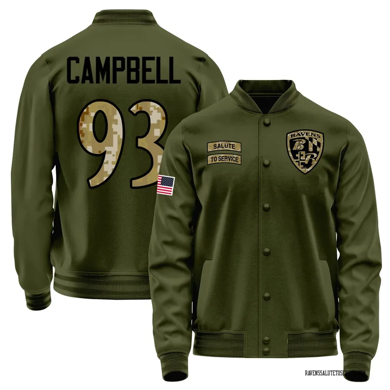 Youth Calais Campbell Baltimore Ravens Olive Salute to Service Sideline Performance Jacket