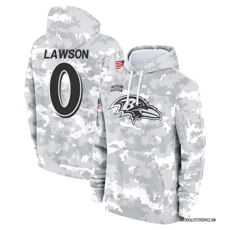 Youth Carl Lawson Baltimore Ravens Camo Arctic 2024 Salute to Service Club Fleece Pullover Hoodie