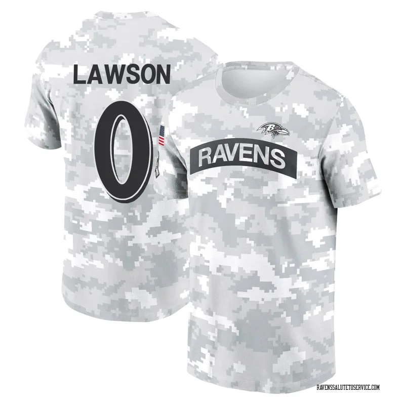 Youth Carl Lawson Baltimore Ravens Camo Arctic 2024 Salute to Service Performance T-Shirt