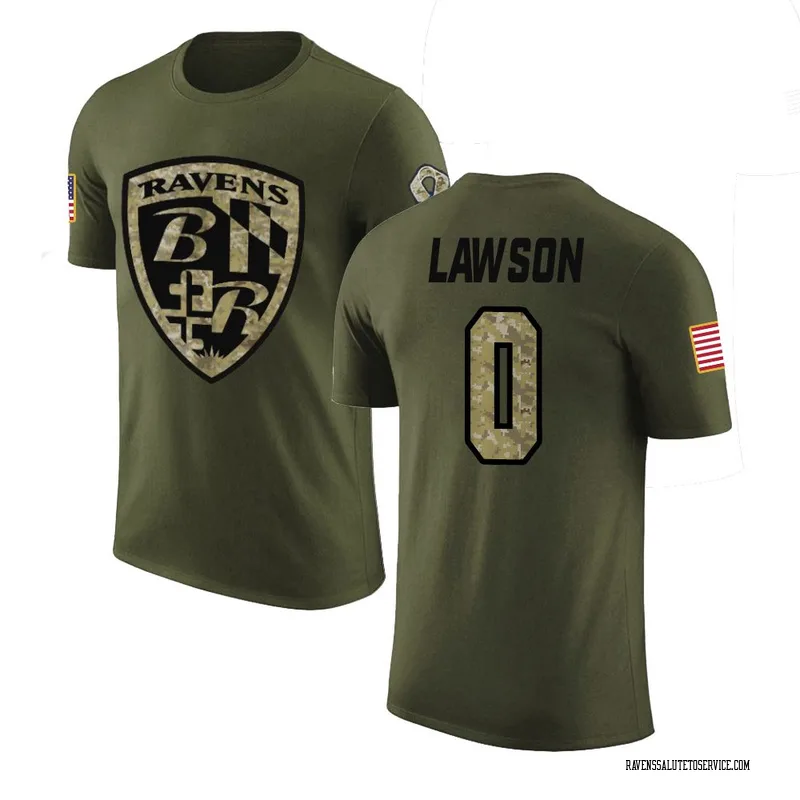 Youth Carl Lawson Baltimore Ravens Legend Olive Salute to Service T-Shirt