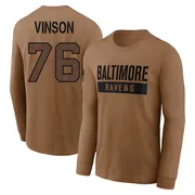 Youth Carson Vinson Baltimore Ravens Brown / 2023 Salute To Service Long Sleeve T-Shirt