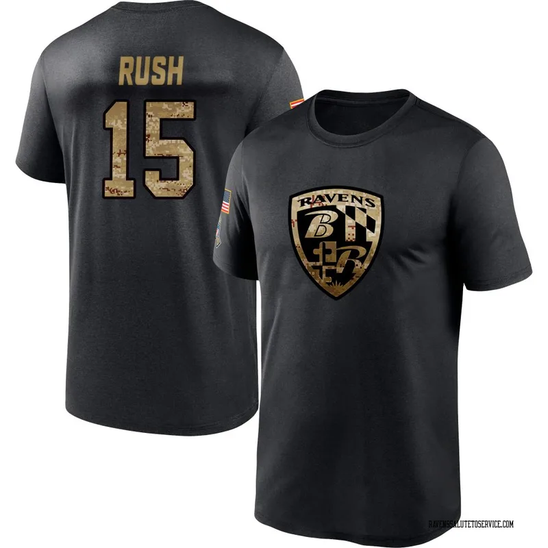 Youth Cooper Rush Baltimore Ravens Black 2020 Salute To Service Performance T-Shirt