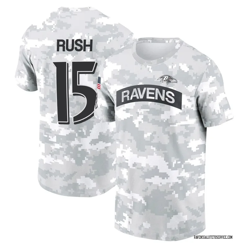 Youth Cooper Rush Baltimore Ravens Camo Arctic 2024 Salute to Service Performance T-Shirt