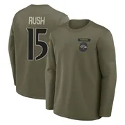 Youth Cooper Rush Baltimore Ravens Olive 2025 Salute to Service Sideline Coaches Long Sleeve T-Shirt