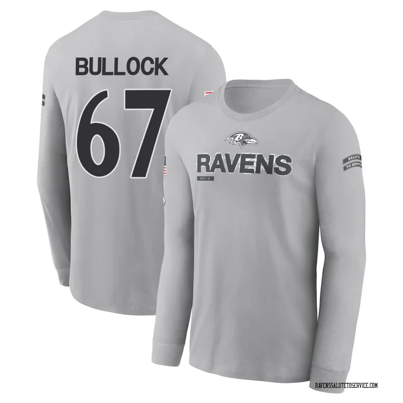 Youth Corey Bullock Baltimore Ravens Gray 2024 Salute to Service Long Sleeve T-Shirt