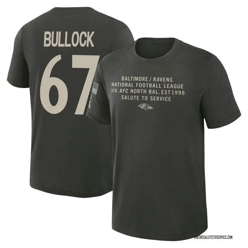 Youth Corey Bullock Baltimore Ravens Green Dark/ 2025 Salute to Service Sideline Slub T-Shirt