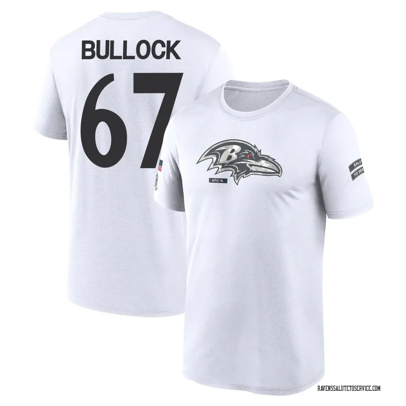 Youth Corey Bullock Baltimore Ravens Legend White 2024 Salute to Service Performance T-Shirt