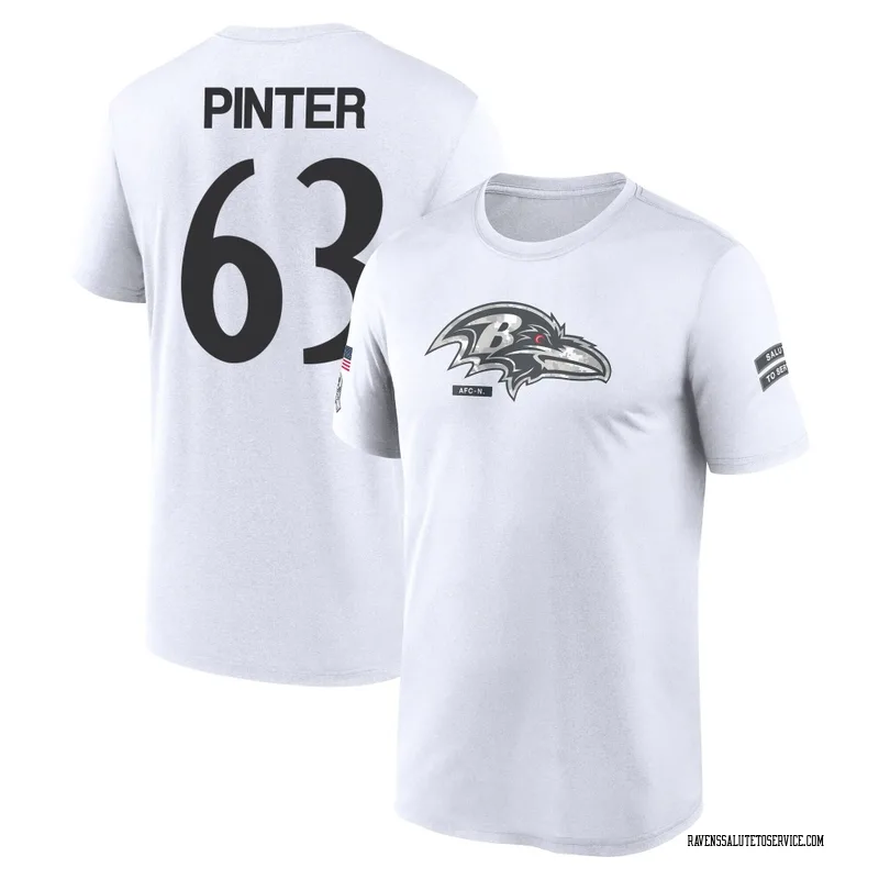 Youth Danny Pinter Baltimore Ravens Legend White 2024 Salute to Service Performance T-Shirt