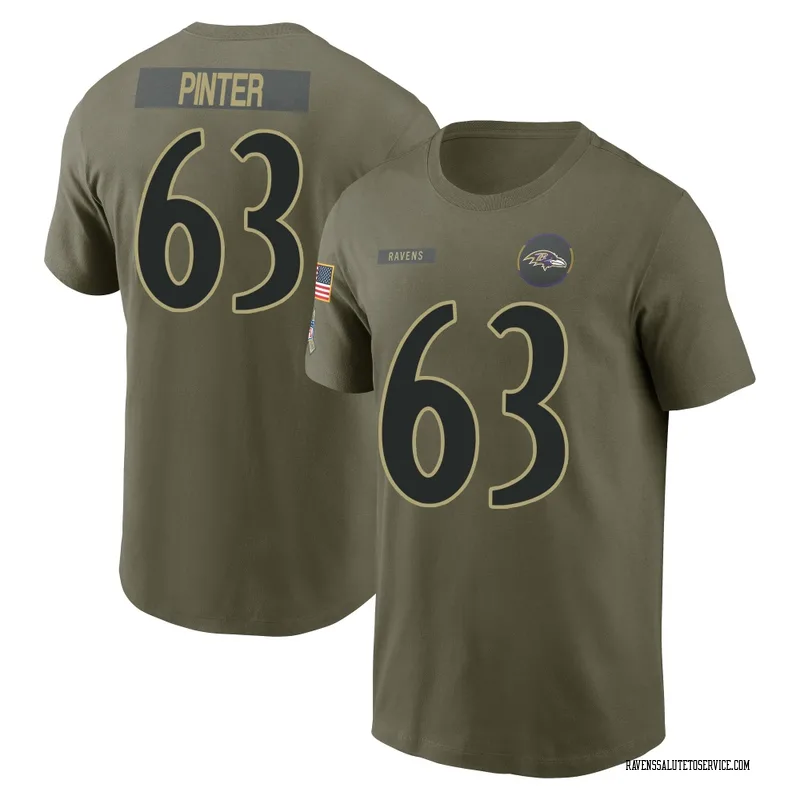 Youth Danny Pinter Baltimore Ravens Olive 2025 Salute to Service Name & Number T-Shirt