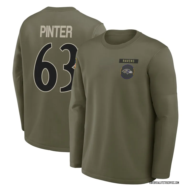 Youth Danny Pinter Baltimore Ravens Olive 2025 Salute to Service Sideline Coaches Long Sleeve T-Shirt