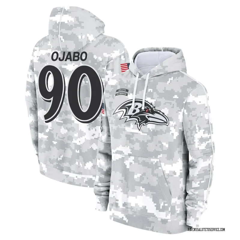 Youth David Ojabo Baltimore Ravens Camo Arctic 2024 Salute to Service Club Fleece Pullover Hoodie