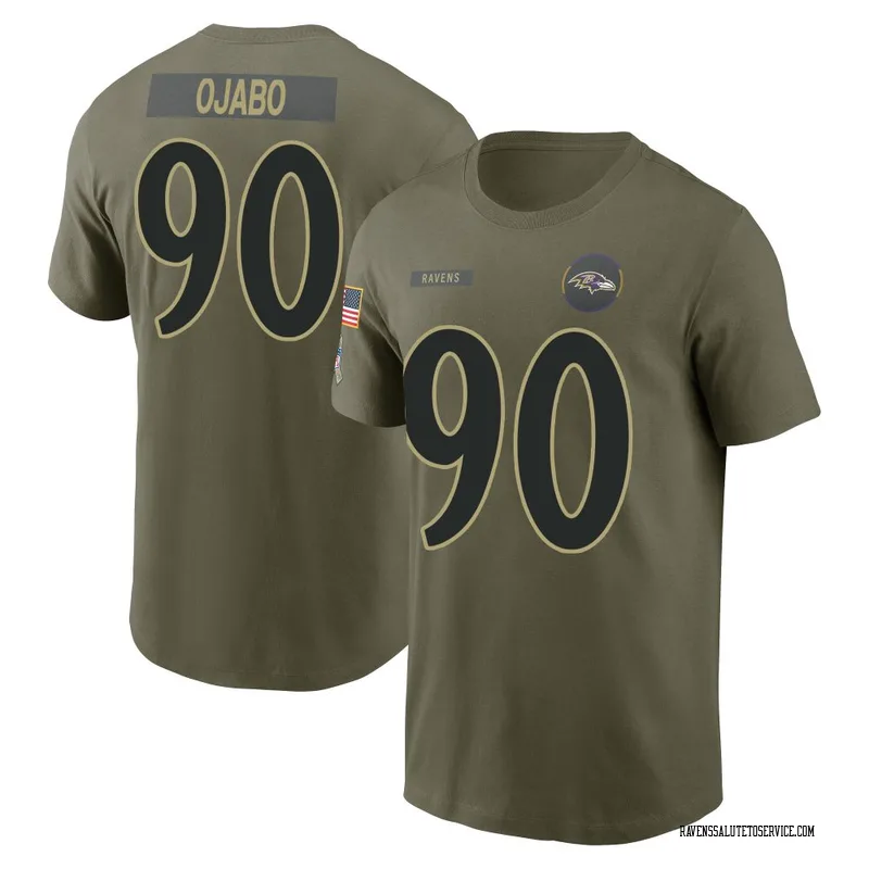 Youth David Ojabo Baltimore Ravens Olive 2025 Salute to Service Name & Number T-Shirt