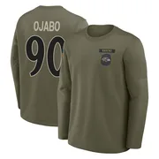 Youth David Ojabo Baltimore Ravens Olive 2025 Salute to Service Sideline Coaches Long Sleeve T-Shirt
