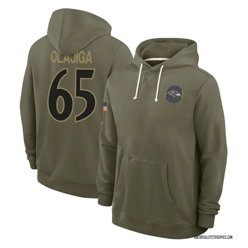 Youth David Olajiga Baltimore Ravens Olive 2025 Salute to Service Hoodie