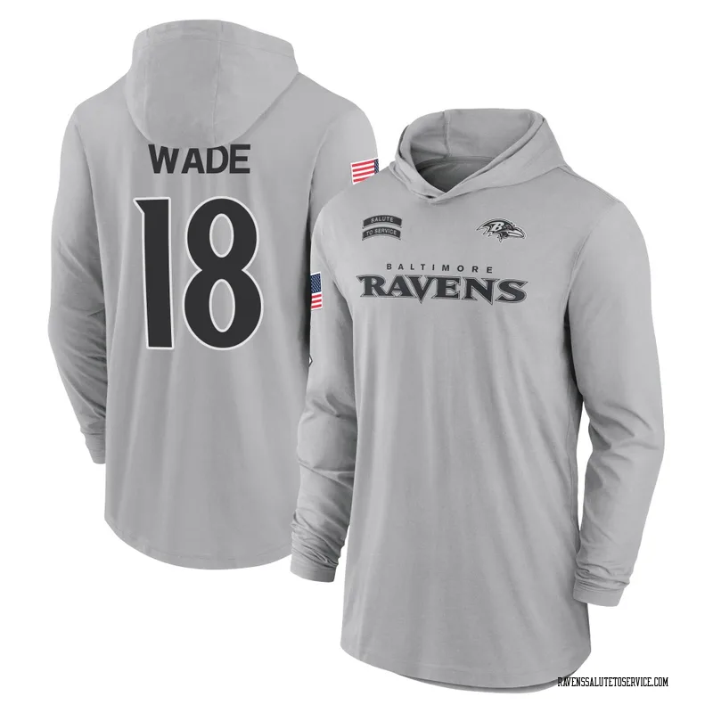 Youth Dayton Wade Baltimore Ravens Gray 2024 Salute to Service Lightweight Performance Long Sleeve Hooded T-Shirt