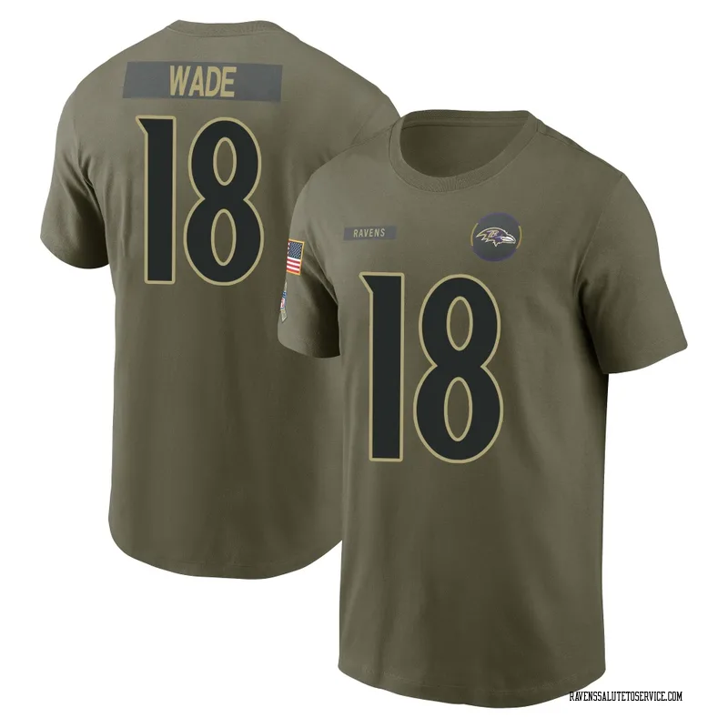 Youth Dayton Wade Baltimore Ravens Olive 2025 Salute to Service Name & Number T-Shirt