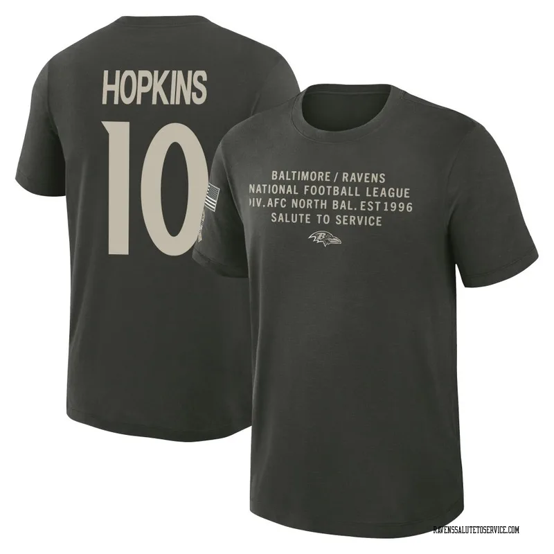 Youth DeAndre Hopkins Baltimore Ravens Green Dark/ 2025 Salute to Service Sideline Slub T-Shirt