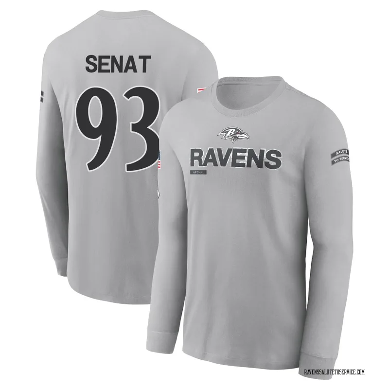 Youth Deadrin Senat Baltimore Ravens Gray 2024 Salute to Service Long Sleeve T-Shirt