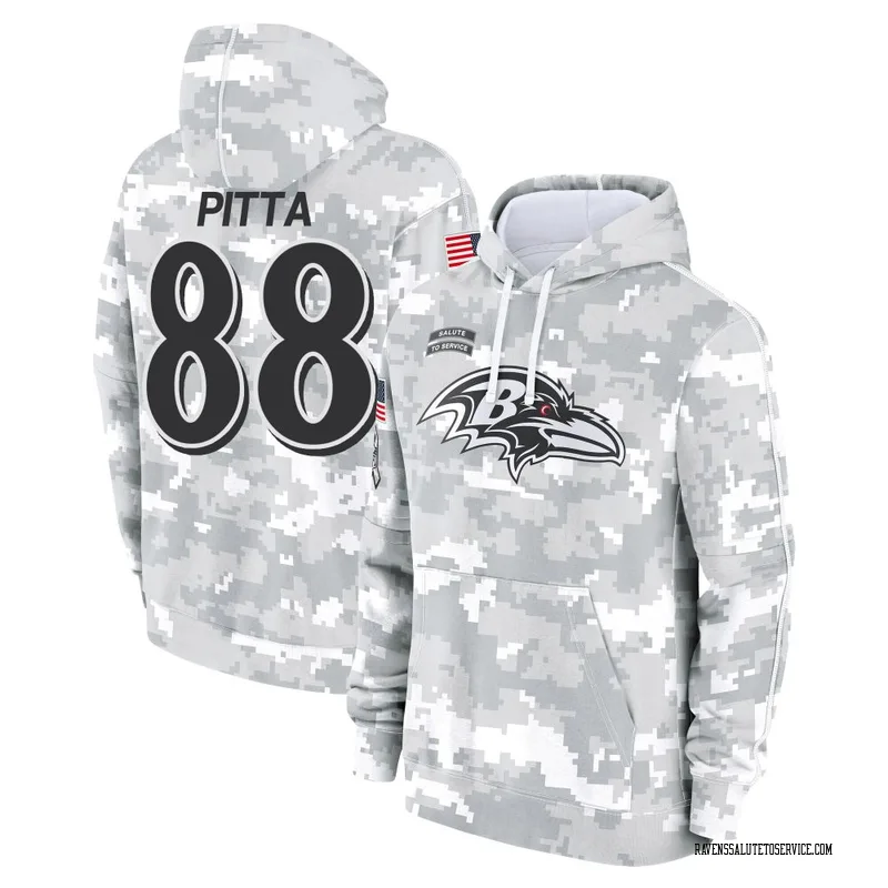 Youth Dennis Pitta Baltimore Ravens Camo Arctic 2024 Salute to Service Club Fleece Pullover Hoodie