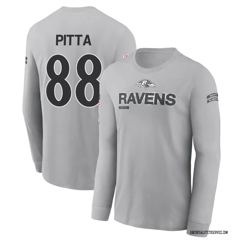 Youth Dennis Pitta Baltimore Ravens Gray 2024 Salute to Service Long Sleeve T-Shirt