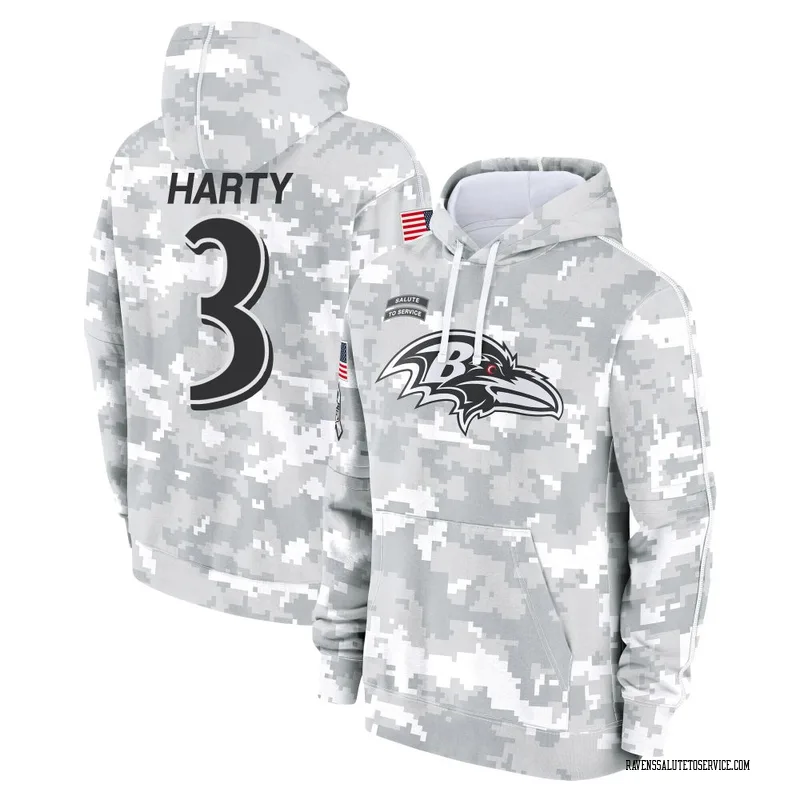 Youth Deonte Harty Baltimore Ravens Camo Arctic 2024 Salute to Service Club Fleece Pullover Hoodie