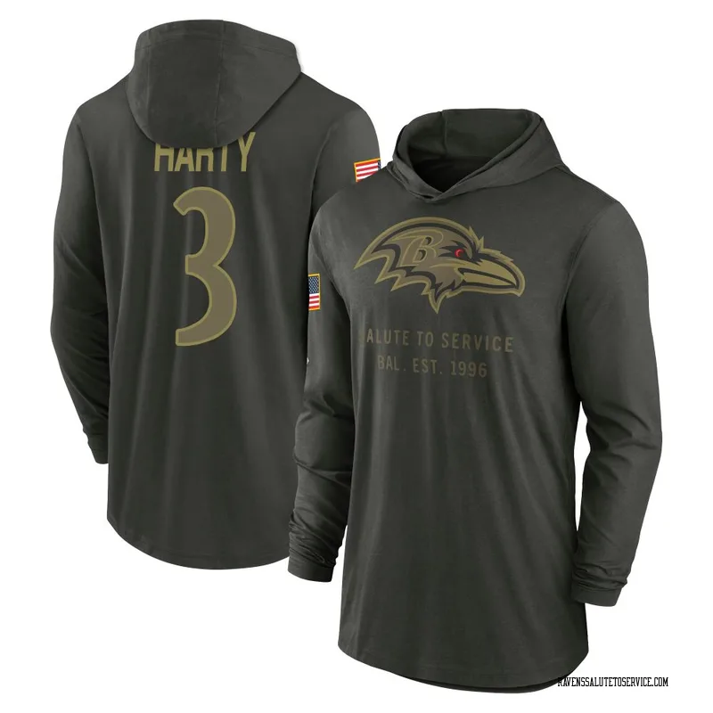 Youth Deonte Harty Baltimore Ravens Green Forest/ 2025 Salute to Service Sideline Lightweight Hooded Pullover Long Sleeve T-Shir