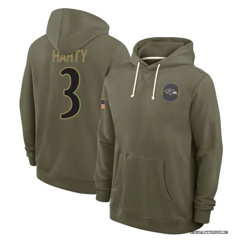 Youth Deonte Harty Baltimore Ravens Olive 2025 Salute to Service Hoodie
