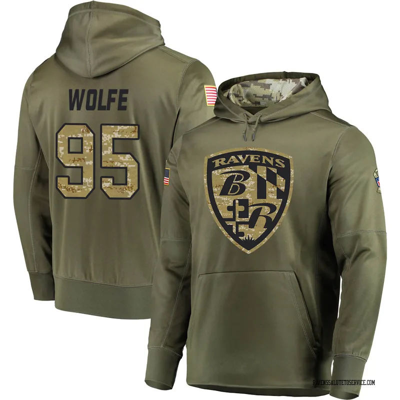 Youth Derek Wolfe Baltimore Ravens Olive Salute to Service Pullover Hoodie