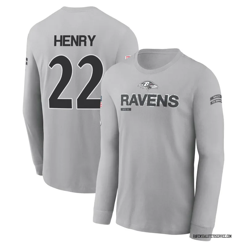 Youth Derrick Henry Baltimore Ravens Gray 2024 Salute to Service Long Sleeve T-Shirt
