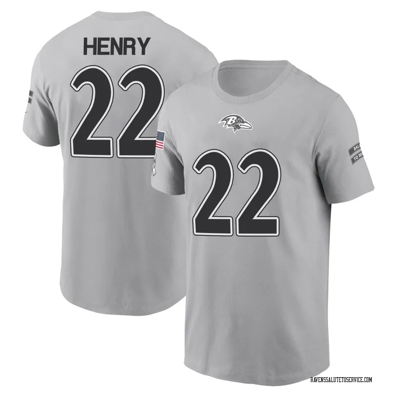 Youth Derrick Henry Baltimore Ravens Gray 2024 Salute to Service Name & Number T-Shirt