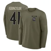 Youth Desmond Igbinosun Baltimore Ravens Olive 2025 Salute to Service Sideline Coaches Long Sleeve T-Shirt