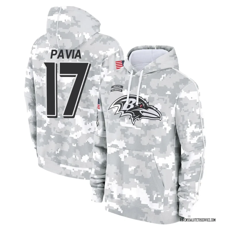 Youth Diego Pavia Baltimore Ravens Camo Arctic 2024 Salute to Service Club Fleece Pullover Hoodie