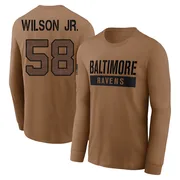 Youth Dion Wilson Jr. Baltimore Ravens Brown / 2023 Salute To Service Long Sleeve T-Shirt