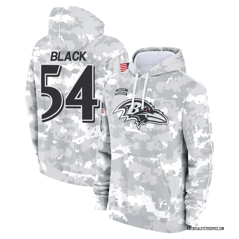 Youth Diwun Black Baltimore Ravens Camo Arctic 2024 Salute to Service Club Fleece Pullover Hoodie