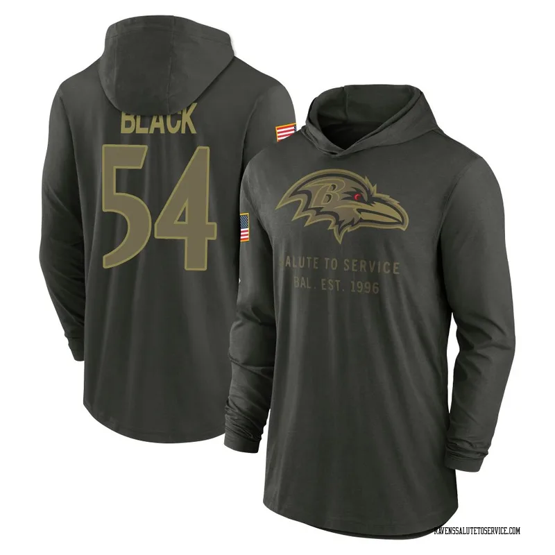 Youth Diwun Black Baltimore Ravens Green Forest/ 2025 Salute to Service Sideline Lightweight Hooded Pullover Long Sleeve T-Shirt