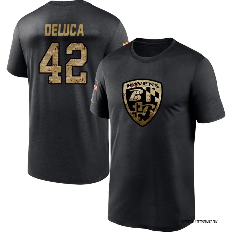 Youth Dominic DeLuca Baltimore Ravens Black 2020 Salute To Service Performance T-Shirt