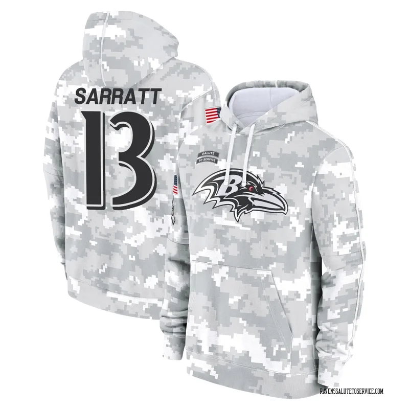 Youth Elijah Sarratt Baltimore Ravens Camo Arctic 2024 Salute to Service Club Fleece Pullover Hoodie