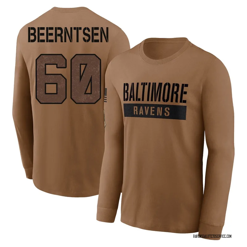 Youth Evan Beerntsen Baltimore Ravens Brown / 2023 Salute To Service Long Sleeve T-Shirt