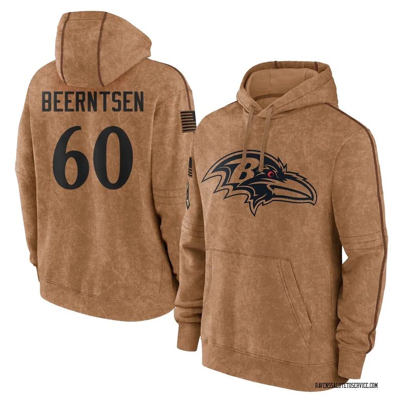 Youth Evan Beerntsen Baltimore Ravens Brown 2023 Salute To Service Club Pullover Hoodie