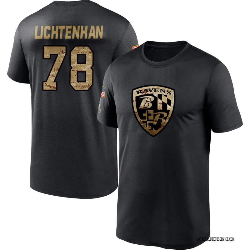 Youth Gerad Lichtenhan Baltimore Ravens Black 2020 Salute To Service Performance T-Shirt