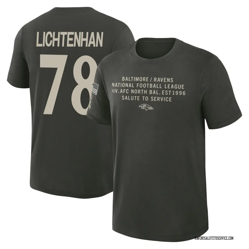 Youth Gerad Lichtenhan Baltimore Ravens Green Dark/ 2025 Salute to Service Sideline Slub T-Shirt