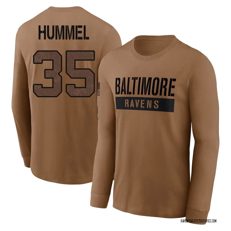 Youth Jacob Hummel Baltimore Ravens Brown / 2023 Salute To Service Long Sleeve T-Shirt