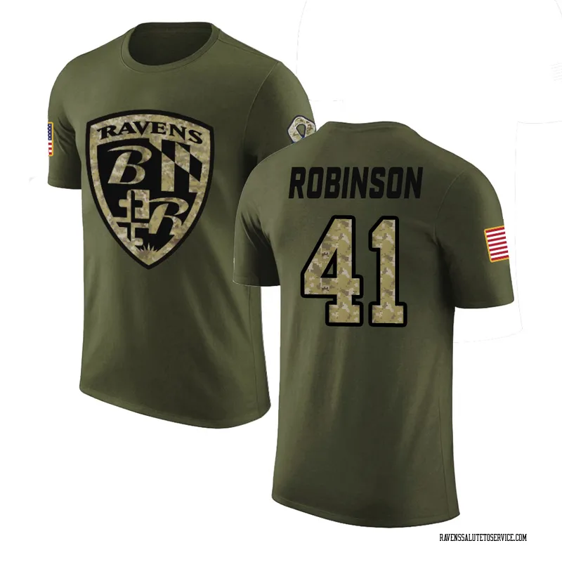 Youth Jahquez Robinson Baltimore Ravens Legend Olive Salute to Service T-Shirt