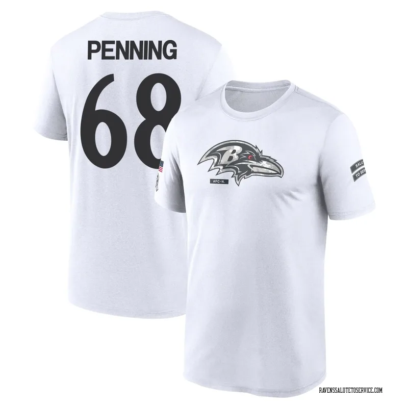 Youth Jared Penning Baltimore Ravens Legend White 2024 Salute to Service Performance T-Shirt