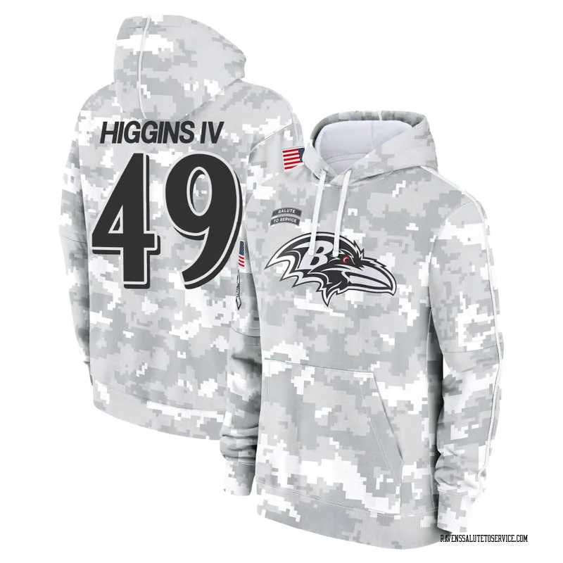 Youth Jay Higgins IV Baltimore Ravens Camo Arctic 2024 Salute to Service Club Fleece Pullover Hoodie