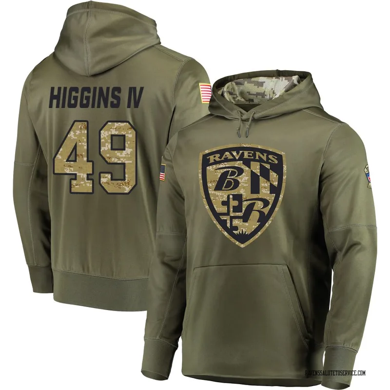Youth Jay Higgins IV Baltimore Ravens Olive Salute to Service Pullover Hoodie