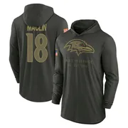 Youth Jeremy Maclin Baltimore Ravens Green Forest/ 2025 Salute to Service Sideline Lightweight Hooded Pullover Long Sleeve T-Shi