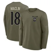 Youth Jeremy Maclin Baltimore Ravens Olive 2025 Salute to Service Sideline Coaches Long Sleeve T-Shirt